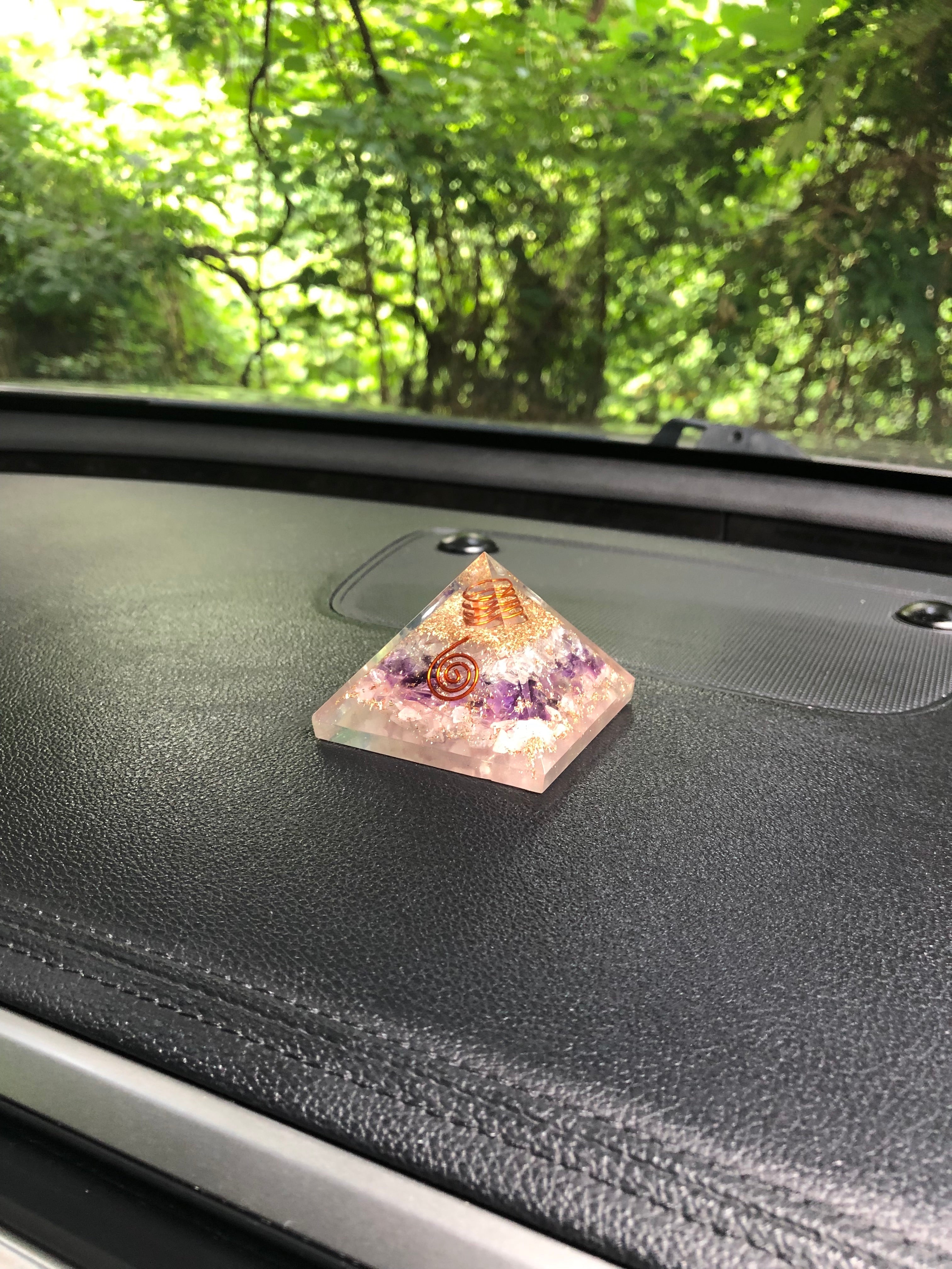 Amethyst Orgone Pyramid For Your Car